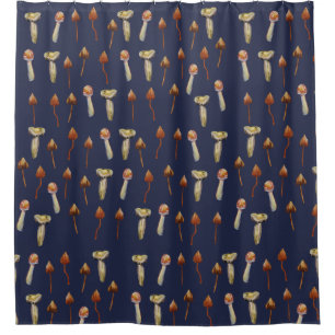 Magic Mushrooms Species Watercolor Art Shower Curtain