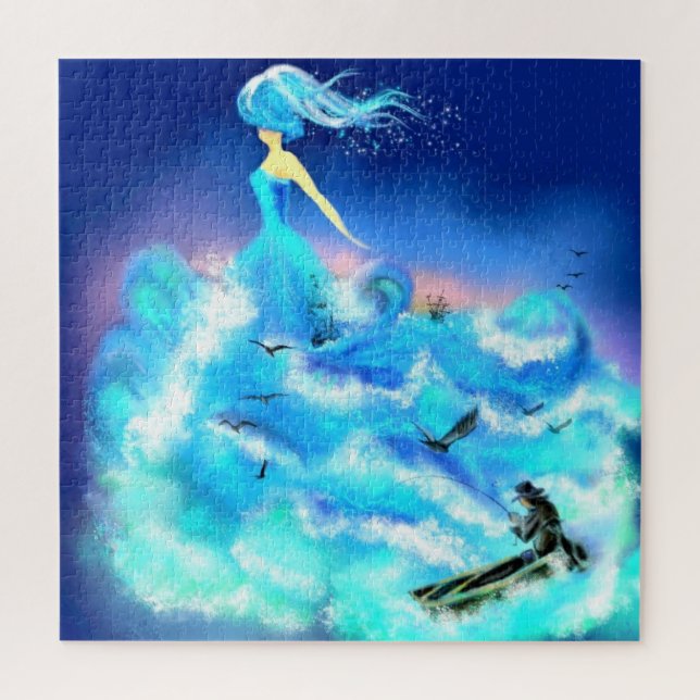 Magic Ocean Woman Jigsaw Puzzle Blue Fantasy (Vertical)