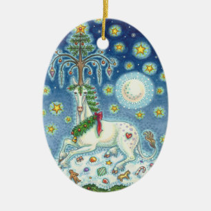 MAGIC OF A CHRISTMAS UNICORN, HORSE ORNAMENT Oval