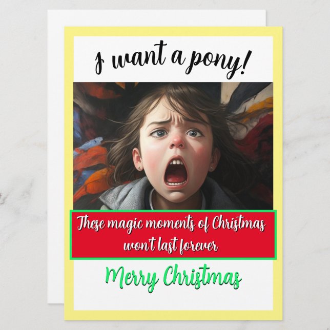 Magic of Christmas I WANT A PONY! Holiday Card (Front/Back)