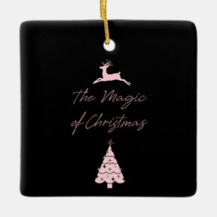 Magic of Christmas Reindeer and Tree Ceramic Ornament