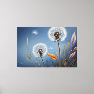 Magic of Dandelions in Nightsky AI Art Paintings Canvas Print