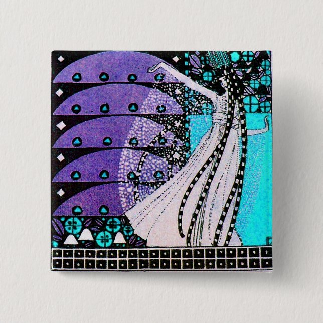 MAGIC OF THE SPRING bright blue black white purple 15 Cm Square Badge (Front)