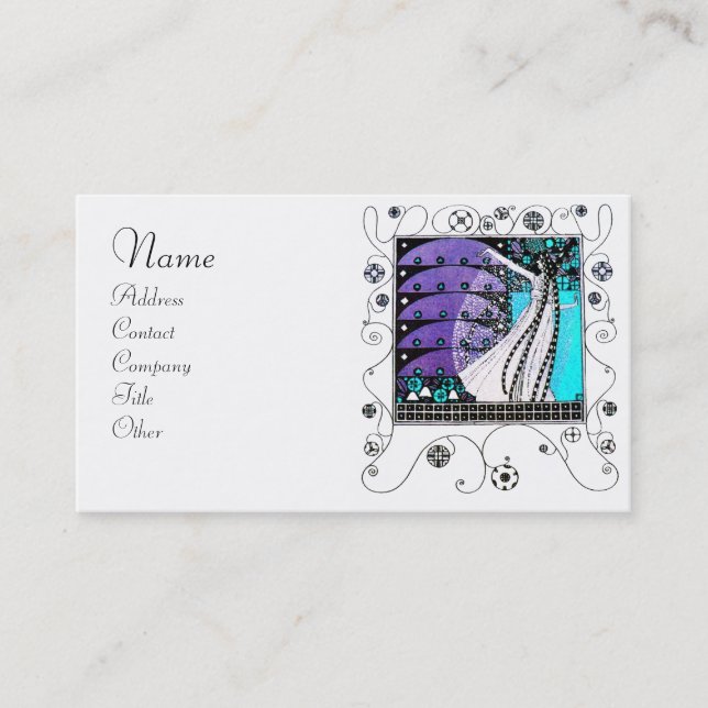 MAGIC OF THE SPRING bright blue black white purple Business Card (Front)