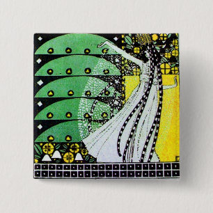 MAGIC OF THE SPRING bright green black  yellow 15 Cm Square Badge