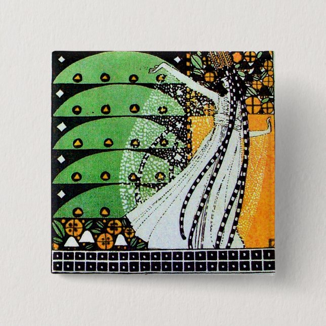 MAGIC OF THE SPRING bright green black yellow o 15 Cm Square Badge (Front)