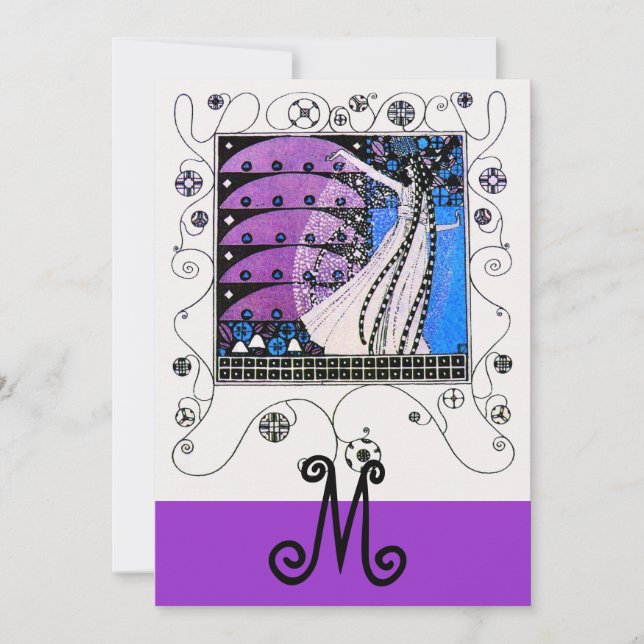 MAGIC OF THE  SPRING ,bright purple black blue Invitation (Front)