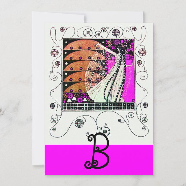 MAGIC OF THE  SPRING ,bright purple  black brown Invitation (Front)