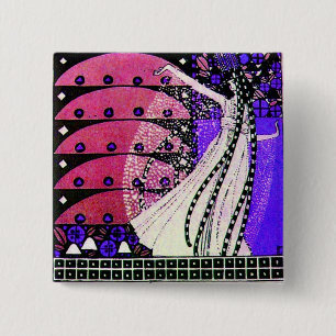 MAGIC OF THE SPRING bright red  black purple blue 15 Cm Square Badge
