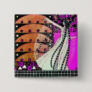 MAGIC OF THE SPRING bright violet black brown 15 Cm Square Badge