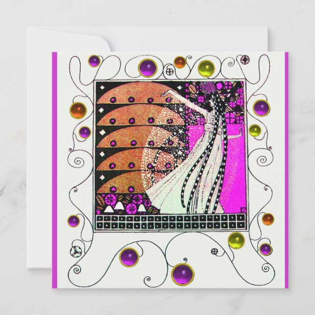 MAGIC OF THE SPRING bright violet black brown Invitation (Front)