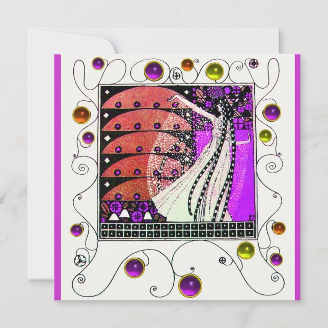 MAGIC OF THE SPRING bright violet black red brown Invitation (Front)