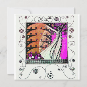 MAGIC OF THE SPRING bright violet white brown Invitation