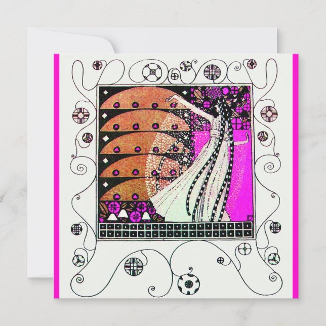 MAGIC OF THE SPRING bright violet white brown Invitation (Front)