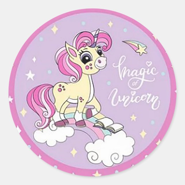 Magic of Unicorn Classic Round Sticker (Front)