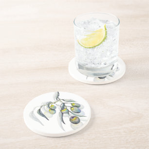 Magic Olive Branch Watercolor Hand-painted Coaster