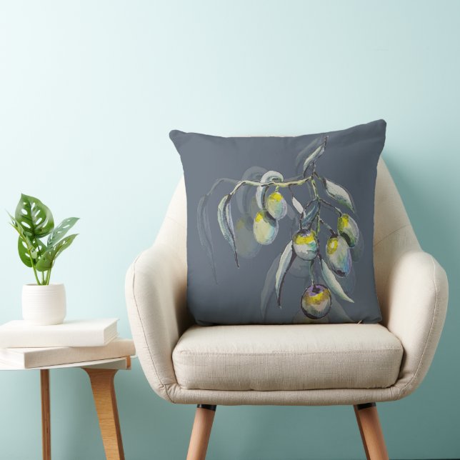 Magic Olive Watercolor Hand-painted Cushion (Chair)