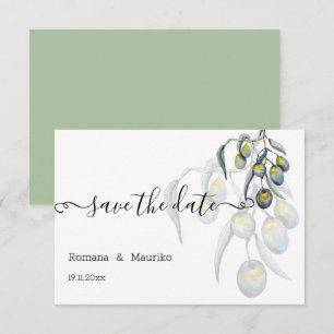 Magic Olive Watercolor Hand-painted Save The Date