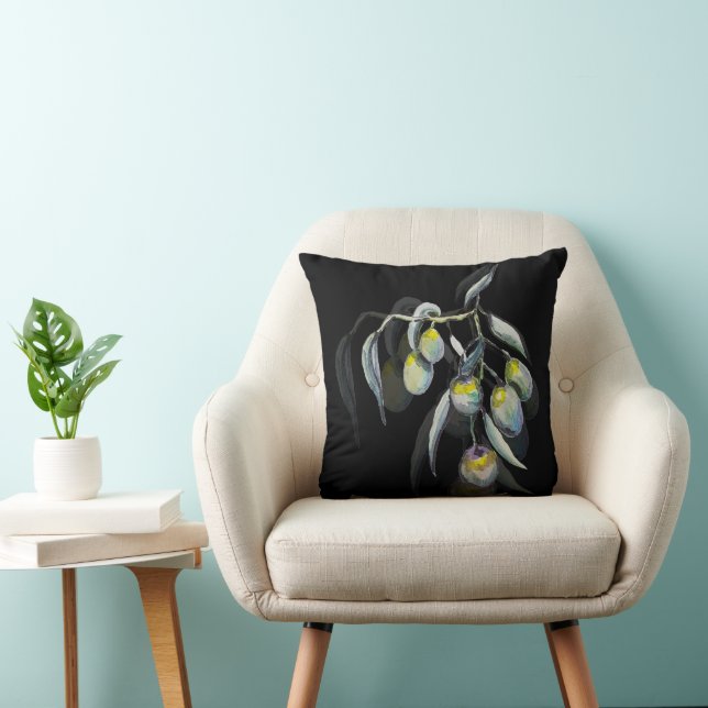 Magic Olives Watercolor Hand-painted Cushion (Chair)