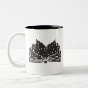 Magic Open Spellbook – Stars and Wizardry Two-Tone Coffee Mug