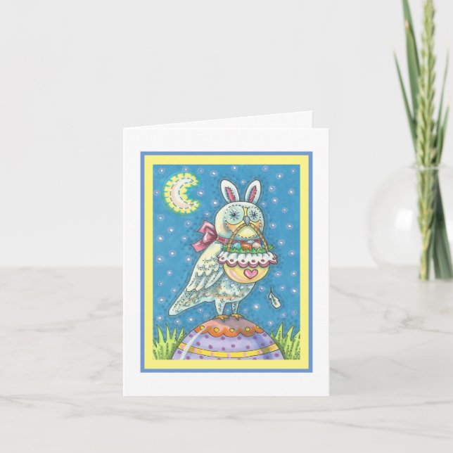 MAGIC OWL & EASTER BASKET GREETING NOTE CARD Verse (Front)