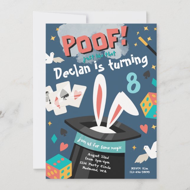 Magic Party Invitation | Magic Birthday Invitation (Front)