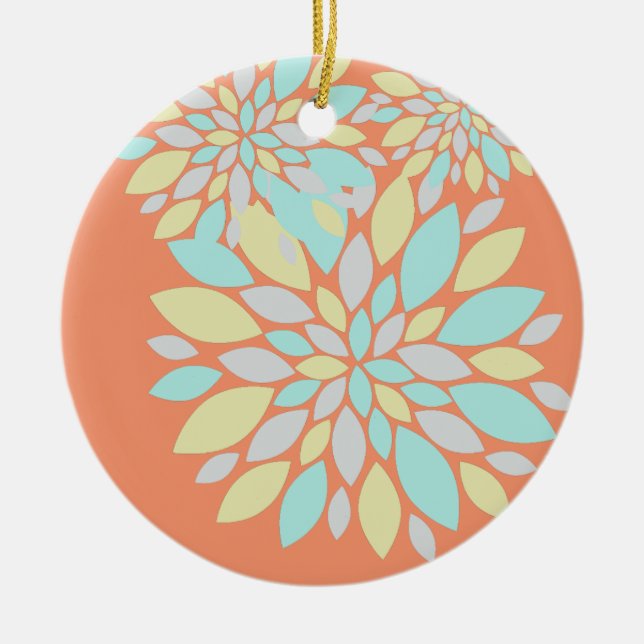Magic Pastel Colour Flower Petals Ceramic Tree Decoration (Front)