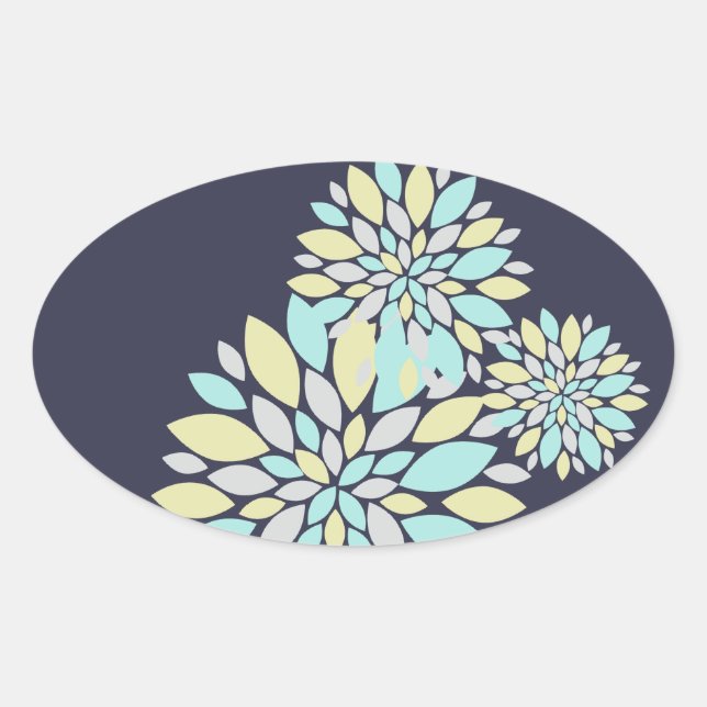Magic Pastel Colour Flower Petals Oval Sticker (Front)