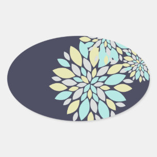 Magic Pastel Colour Flower Petals Oval Sticker
