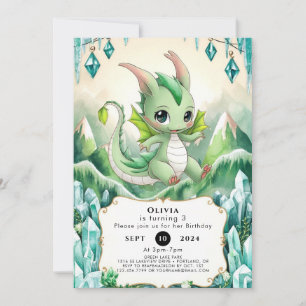 Magic Pastel Dragon Birthday Invitation