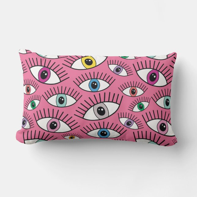 Magic pattern with colourful eyes. Mystic backgrou Lumbar Cushion (Front)