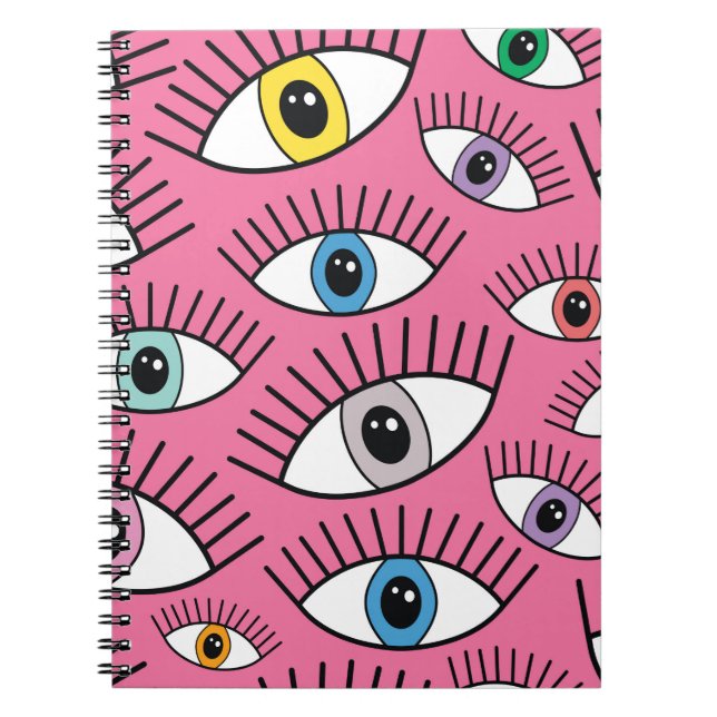 Magic pattern with colourful eyes. Mystic backgrou Notebook (Front)