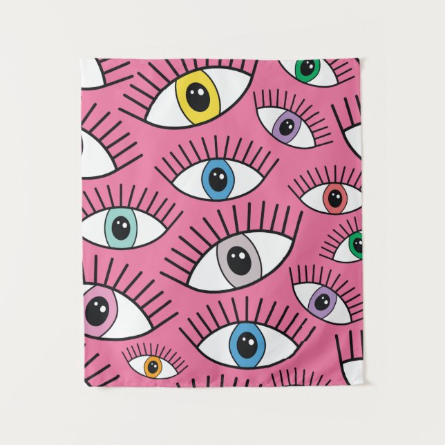 Magic pattern with colourful eyes. Mystic backgrou Tapestry (Front)