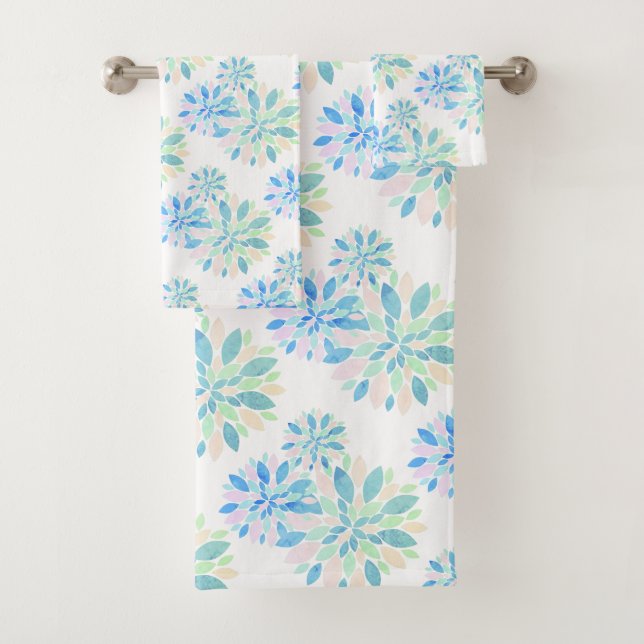Magic Petals Pastel Colours Bath Towels (Insitu)