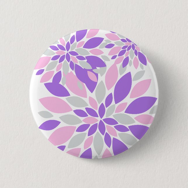 Magic Petals Purple Flowers 6 Cm Round Badge (Front)