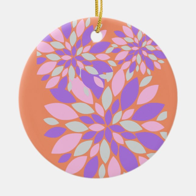 Magic Petals Purple Flowers Ceramic Tree Decoration (Front)