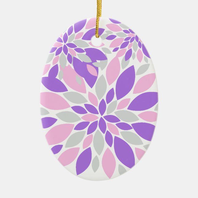 Magic Petals Purple Flowers Ceramic Tree Decoration (Front)