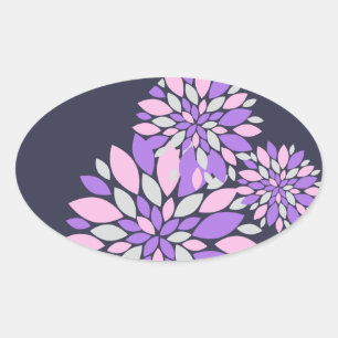 Magic Petals Purple Flowers Oval Sticker