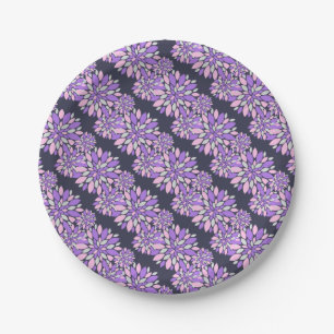 Magic Petals Purple Flowers Paper Plate