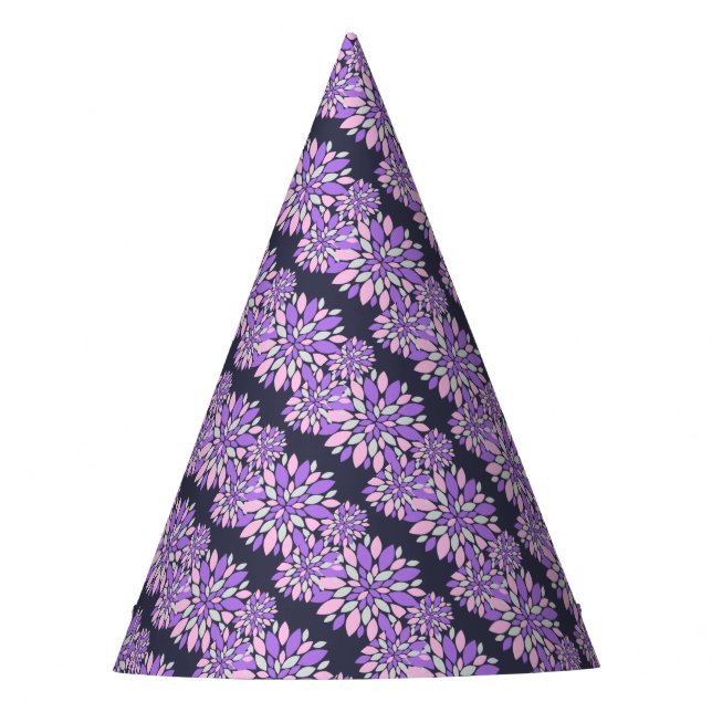 Magic Petals Purple Flowers Party Hat (Front)