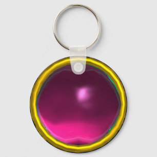 MAGIC PINK FUCHSIA AMETHYST GEM STONE KEY RING