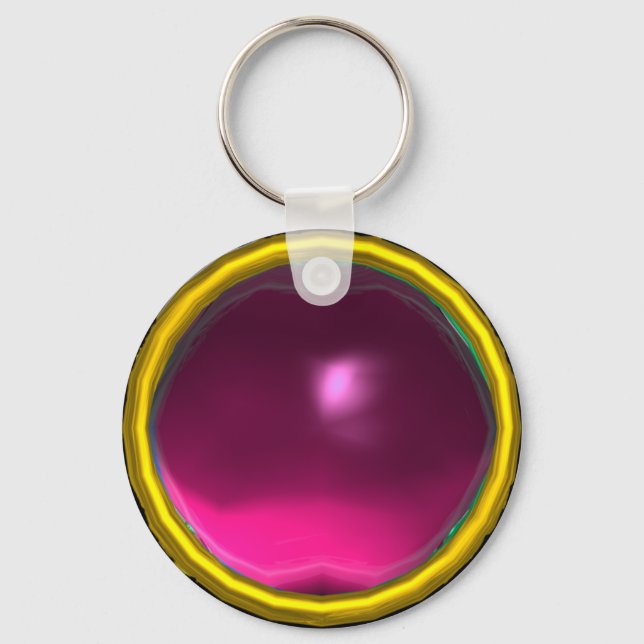 MAGIC PINK FUCHSIA AMETHYST GEM STONE KEY RING (Front)