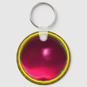 MAGIC PINK FUCHSIA RUBY GEMSTONE KEY RING
