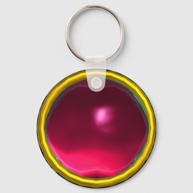 MAGIC PINK FUCHSIA RUBY GEMSTONE KEY RING (Front)