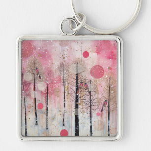 Magic Pink Winter Songbird Sanctuary Key Ring