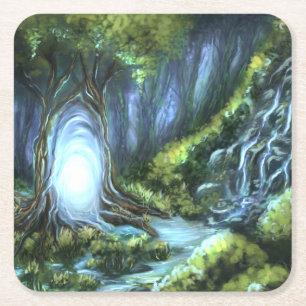 Magic portal square paper coaster