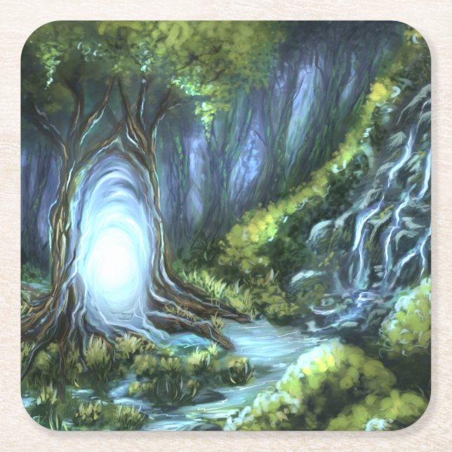 Magic portal square paper coaster (Front)