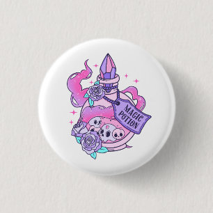 Magic Potion Cute Pink Halloween Potion Bottle 3 Cm Round Badge
