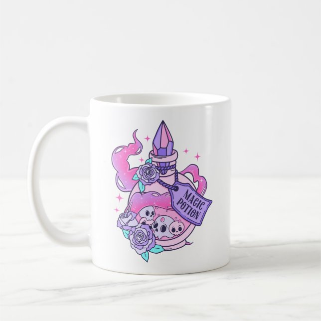 Magic Potion Cute Pink Halloween Potion Bottle Coffee Mug (Left)