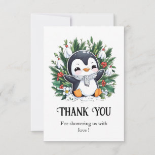 Magic Pretty Penguin Baby Shower Thank You Card